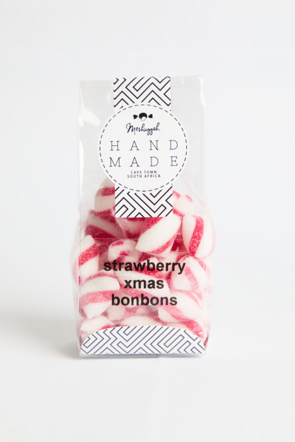Christmas Bonbons Red & White Stripes - Strawberry flavour (100g packet) OUT OF STOCK - Image 2
