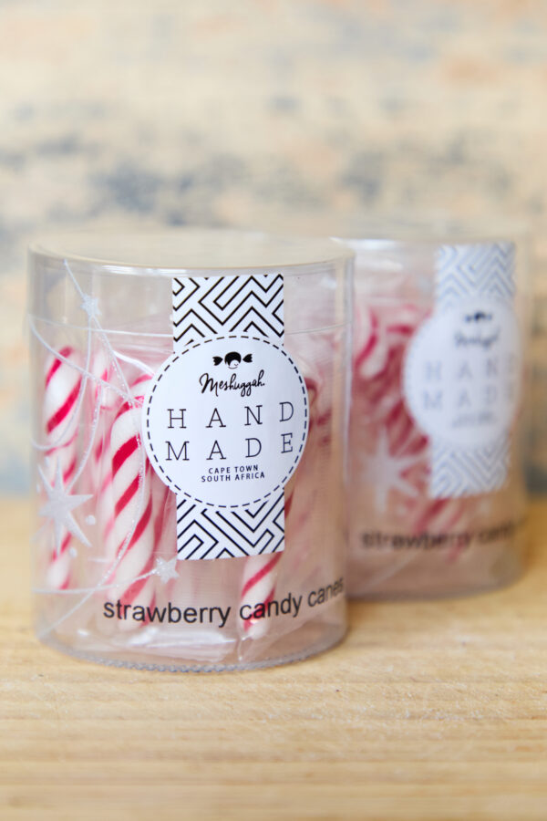 Mini Xmas Candy Canes: Strawberry in Red & White Stripes (70g Tub) - OUT OF STOCK - Image 2