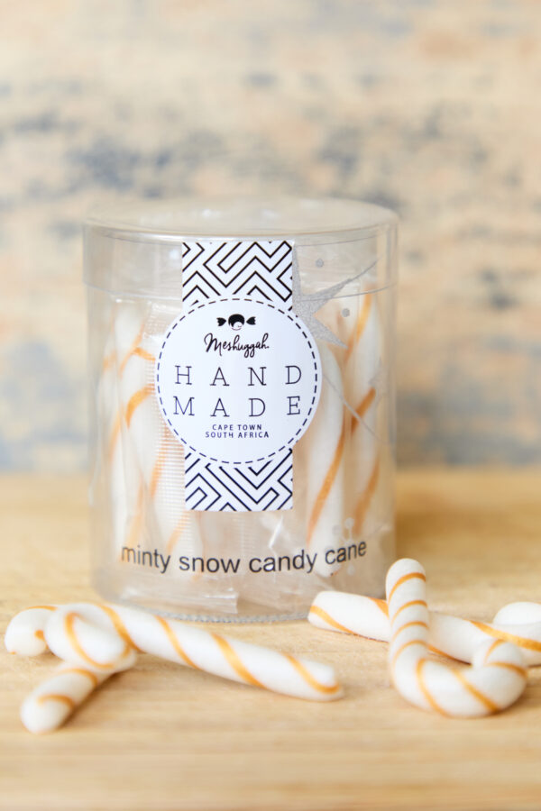 Christmas Mini Candy Canes in Minty Gold & White Stripes (70g Tub) OUT OF STOCK