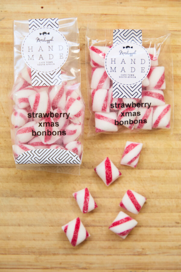 Christmas Bonbons Red & White Stripes in Strawberry (in a little 50g packet) OUT OF STOCK - Image 3
