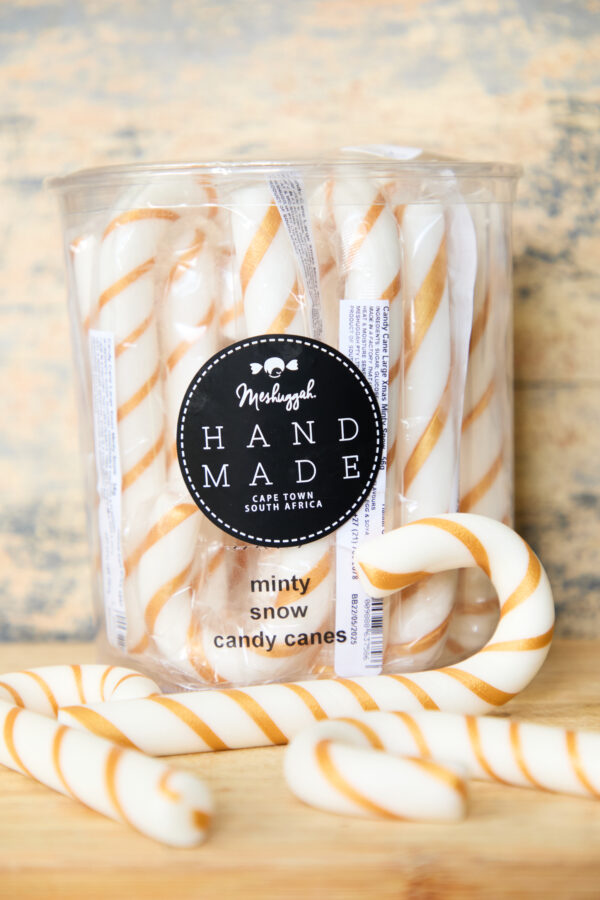 Christmas Gold & White Striped Candy Canes (Large) 56g - OUT OF STOCK