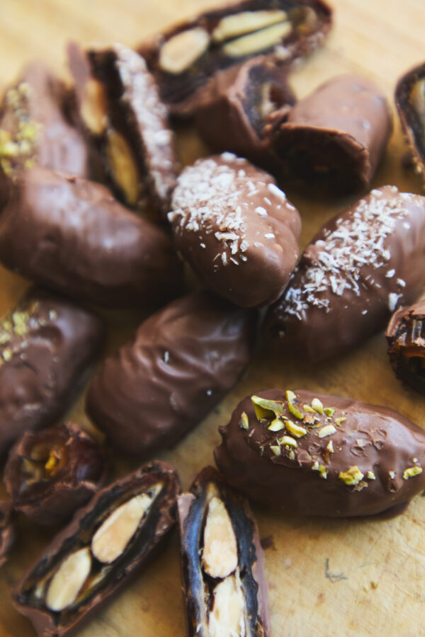 Medjool Dates (large) with Pistachios enrobed in Belgian Milk Chocolate (Callebaut) - each individually wrapped in a 125g packet - Image 4