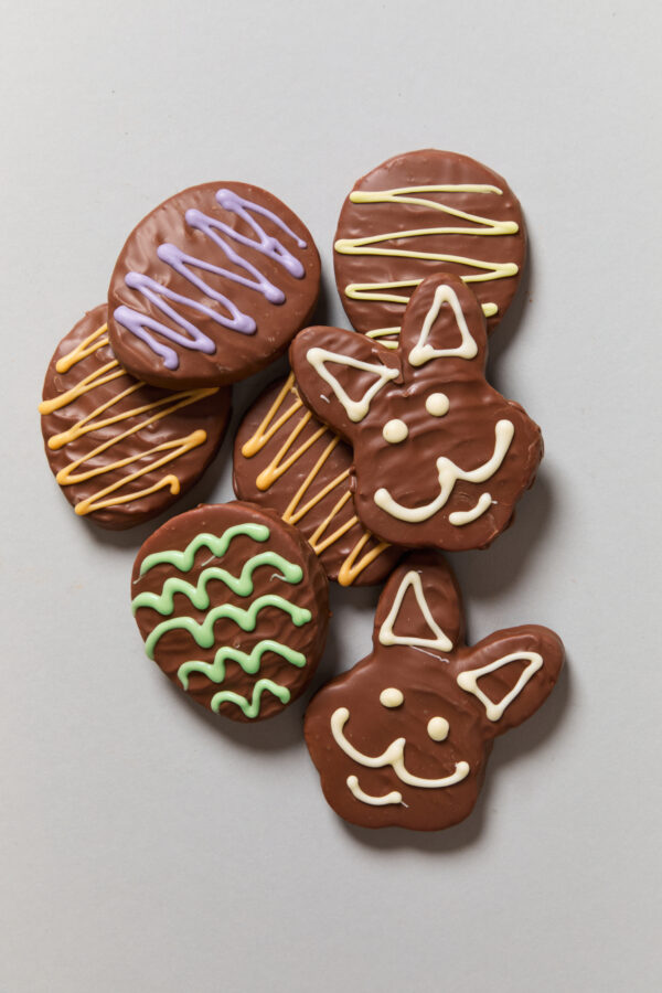 Marshmallow Easter eggs enrobed in Belgian Milk Chocolate & decorated by hand - packet 125g - 130g: ORDERS HAVE CLOSED - Image 2