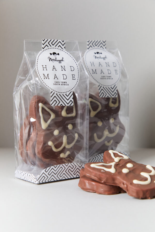 Marshmallow Easter Bunnies enrobed in Belgian Milk Chocolate & decorated by hand - packet 125g - 130g: ORDERS HAVE CLOSED