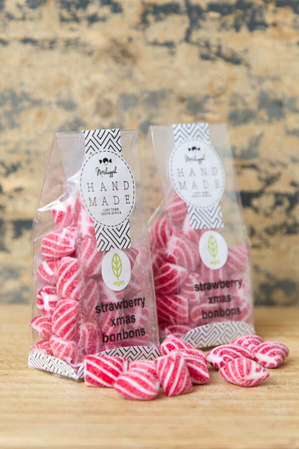 Christmas Bonbons: Traditional Red & White 100g (Strawberry flavour & Vegan)