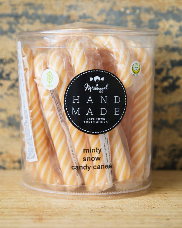 Christmas Gold & White Striped Candy Canes (Large) 56g (Minty Flavour( (Vegan)