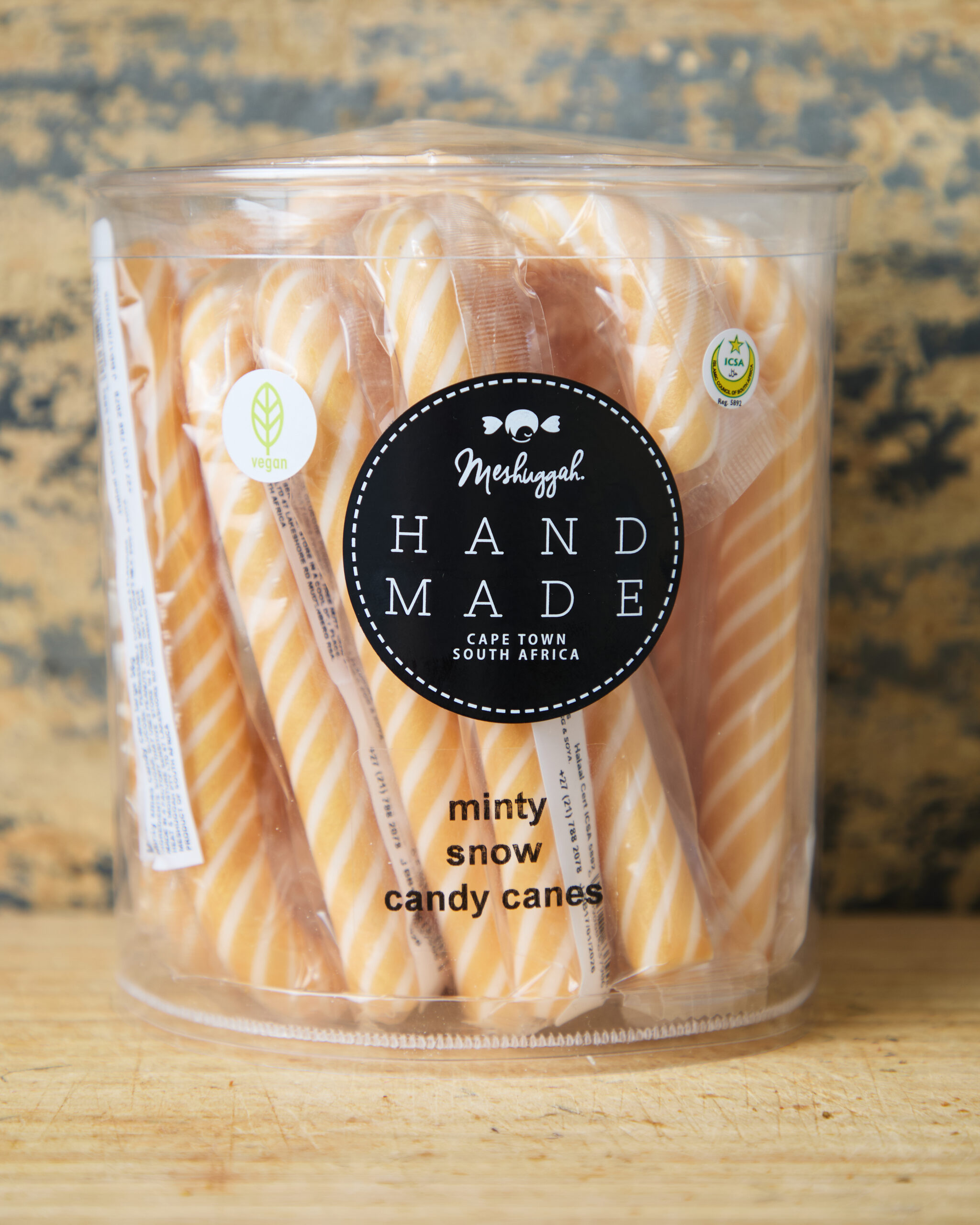Christmas Gold & White Striped Candy Canes (Large) 56g (Minty Flavour( (Vegan)
