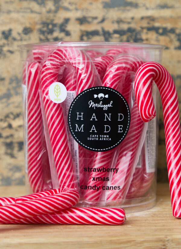 Christmas Candy Canes in Traditional Red & White Stripes (Large 56g) Price per Cane (Strawberry Flavour & Vegan)